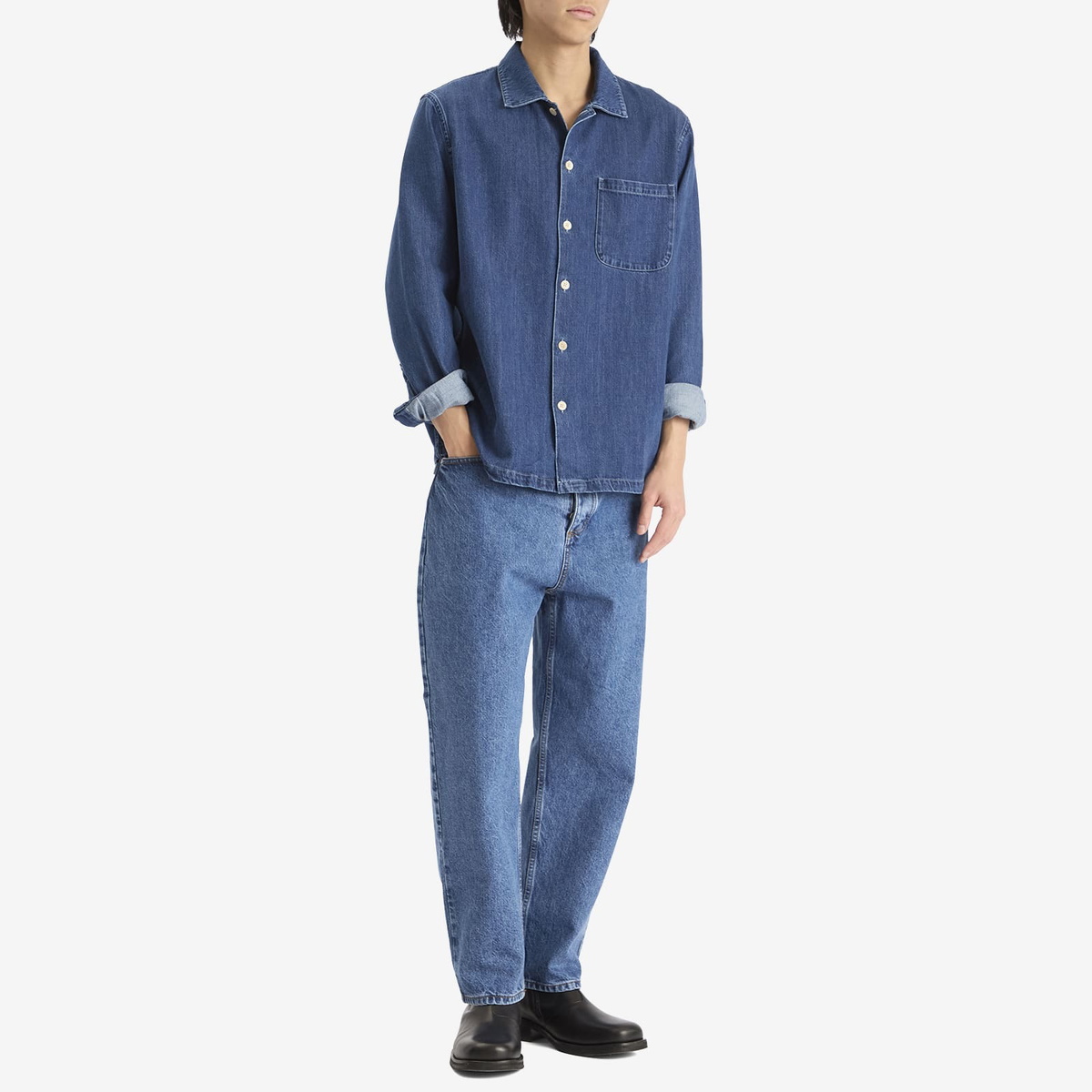 A Kind of Guise Men's Atrato Shirt in Bleached Denim