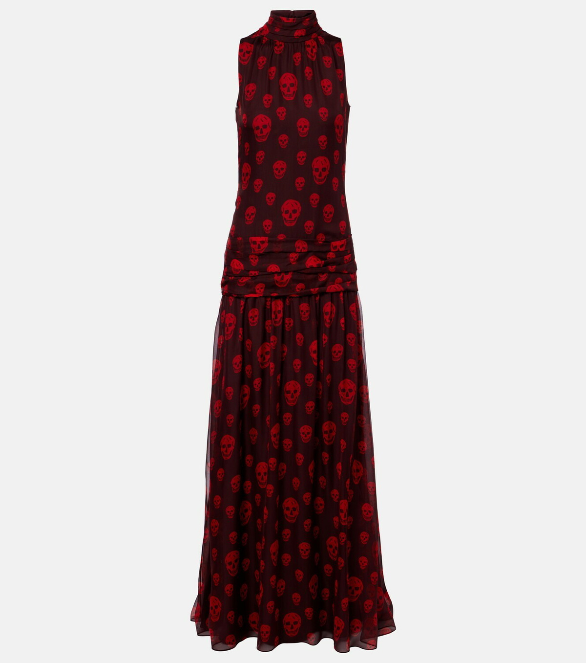 McQueen Skull silk maxi dress