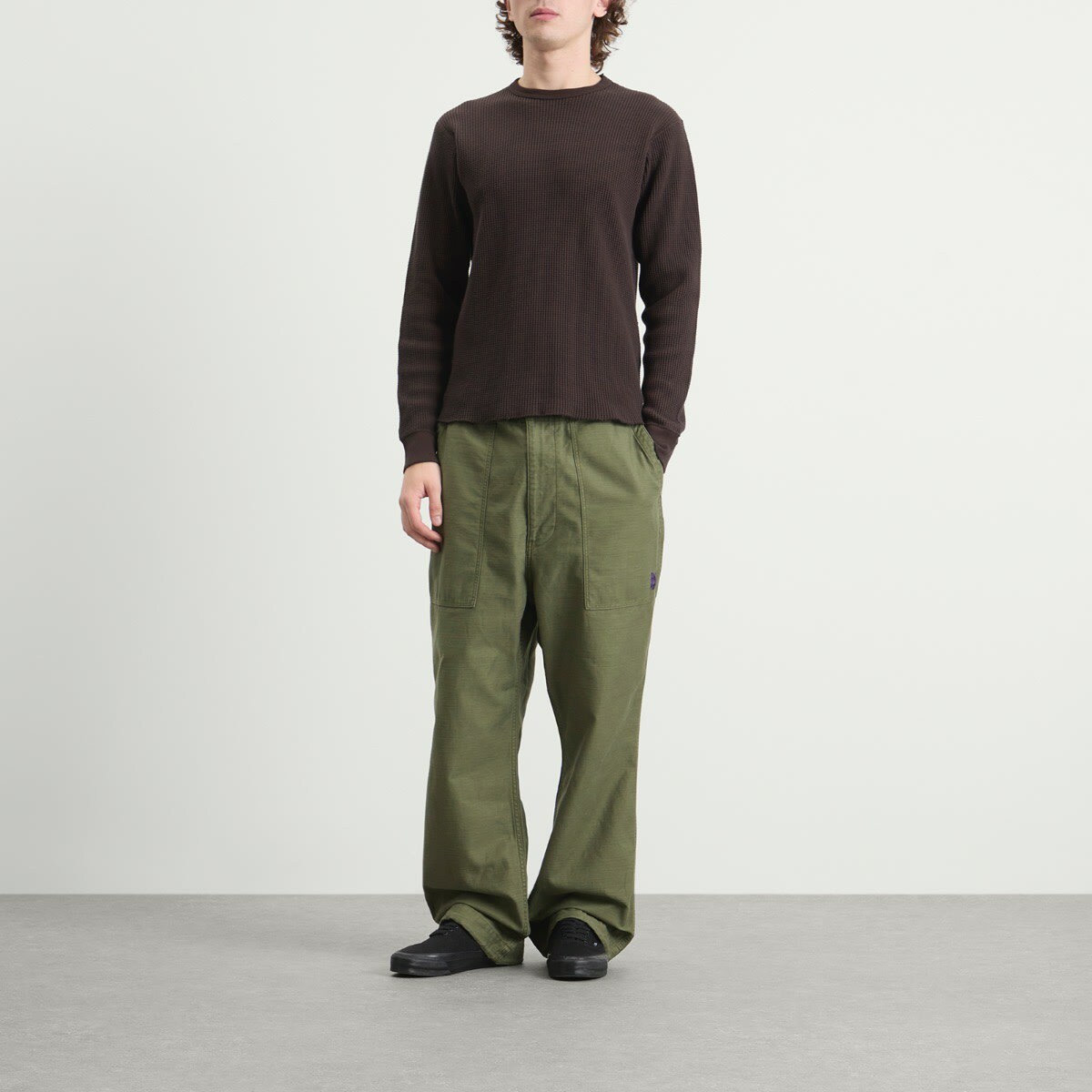 Needles Men's Reversed Sateen String Fatigue Trousers in Olive Needles