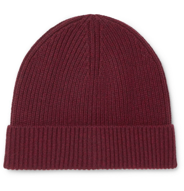 Photo: J.Crew - Ribbed Cashmere Beanie - Burgundy