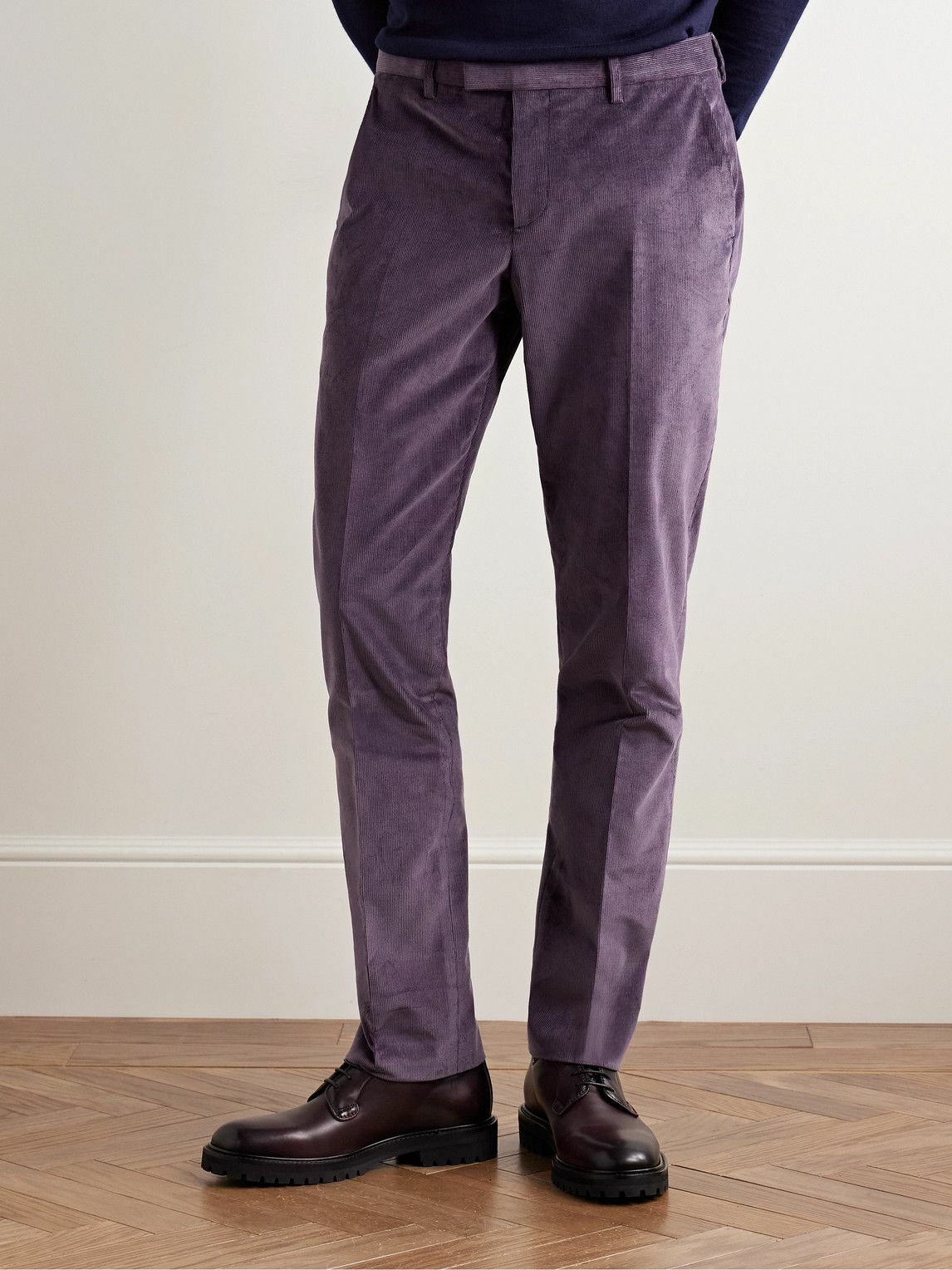 Paul Smith - Slim-Fit Stretch-Cotton Corduroy Suit Trousers - Purple