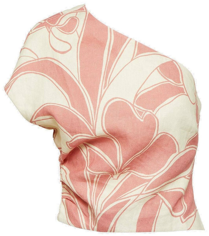Photo: SIR Belletto printed one-shoulder linen top