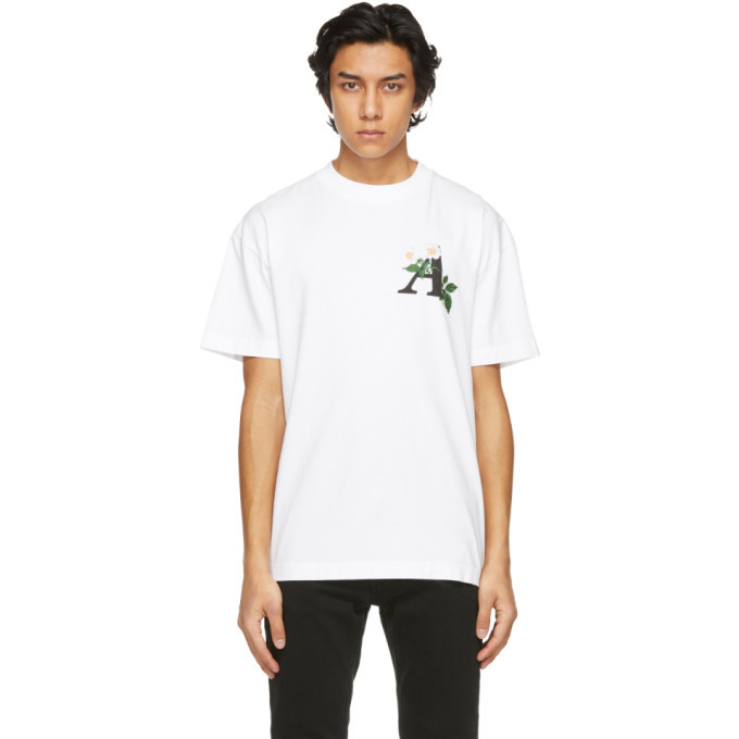 Photo: Palm Angels White Embroidered Daisy Logo T-Shirt