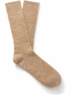 Mr P. - Mélange Ribbed Stretch-Knit Socks