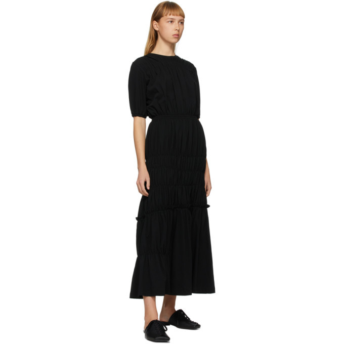 Enfold Black Shirring Tiered Dress