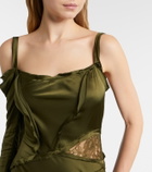 Blumarine Asymmetric lace-trimmed satin gown
