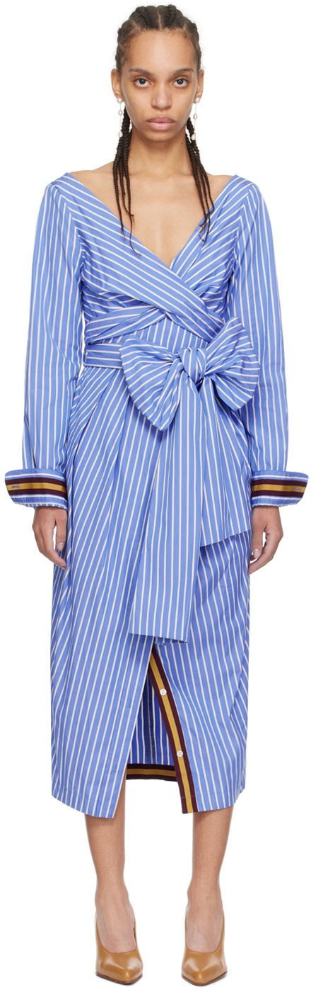 Photo: Dries Van Noten Blue Striped Midi Dress