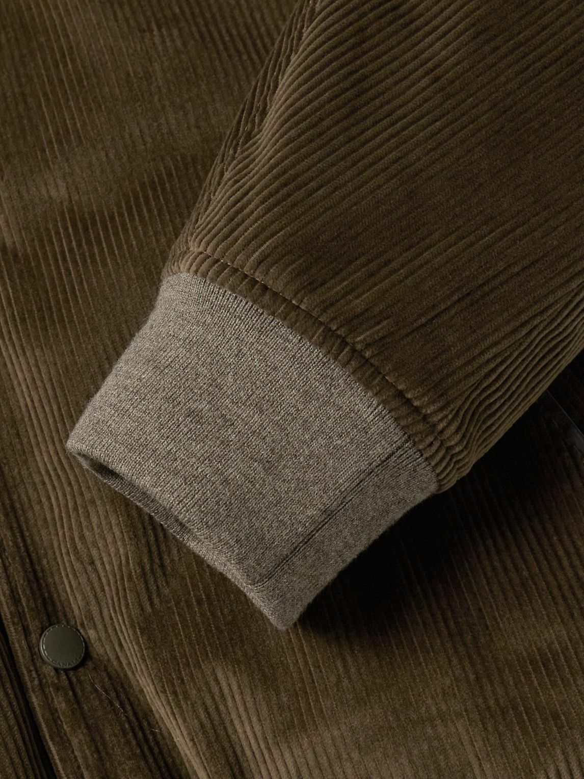 Canali - Leather-Trimmed Cotton-Corduroy Blouson Jacket - Green
