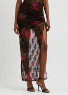 Bec & Bridge Desert Rose Floral-print Lace Maxi Skirt Brown