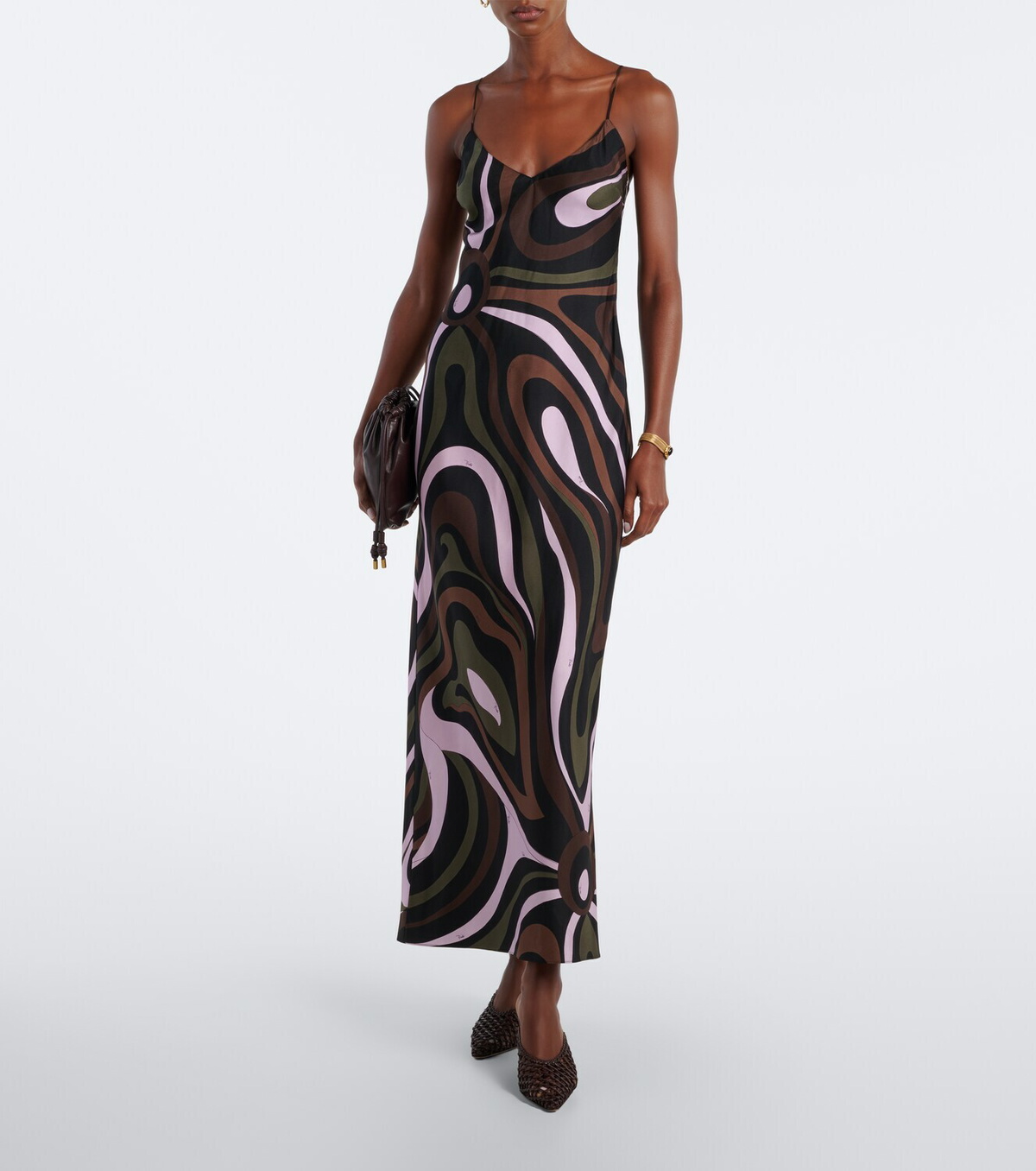 Pucci Marmo and Dune caped silk twill gown