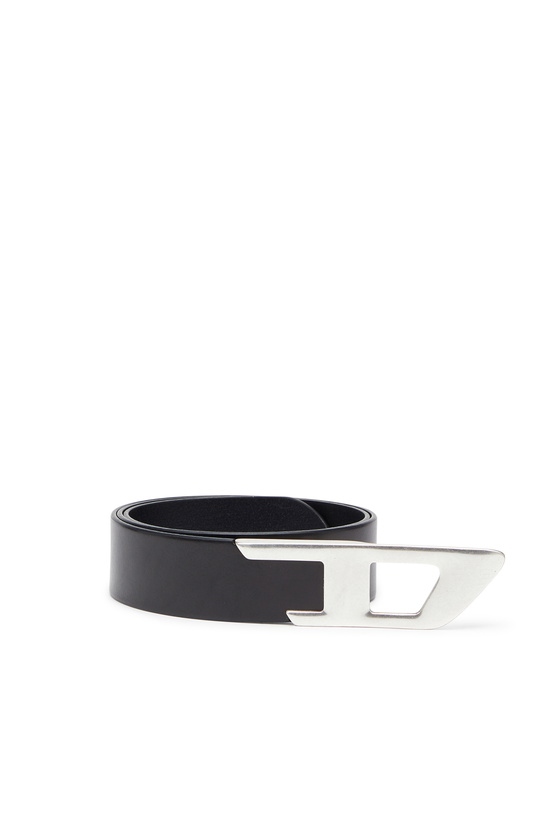 Photo: Diesel 4 cm leather belt with metal D buckle - Belts - Unisex - Black