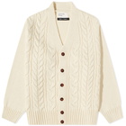 Universal Works Men's Cable Knit Cardigan in Ecru