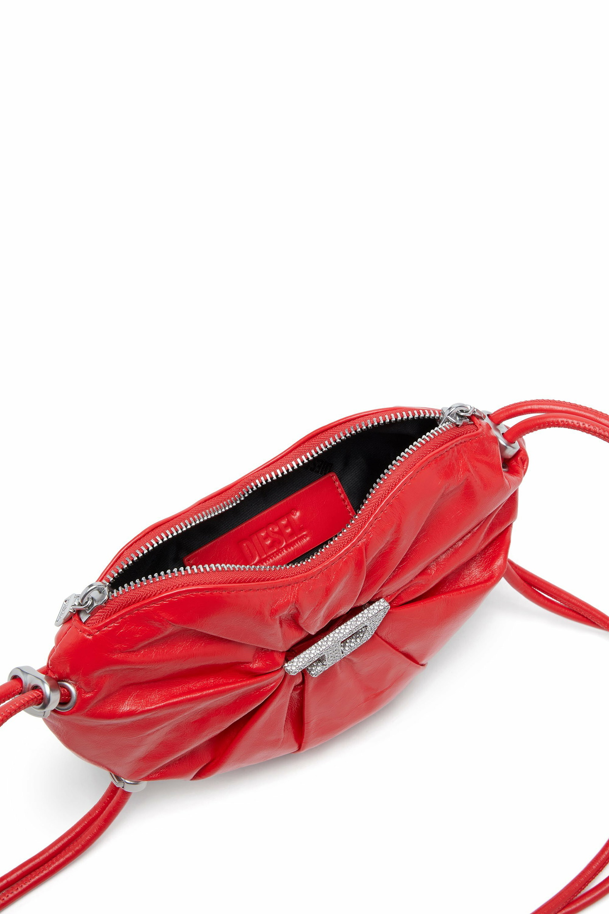 Diesel Scrunch-D-Heart shoulder bag in scrunched leather - Shoulder Bags Womens in Red