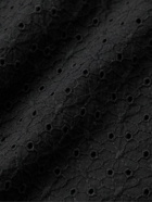 Corridor - Camp-Collar Broderie Anglaise Cotton Shirt - Black