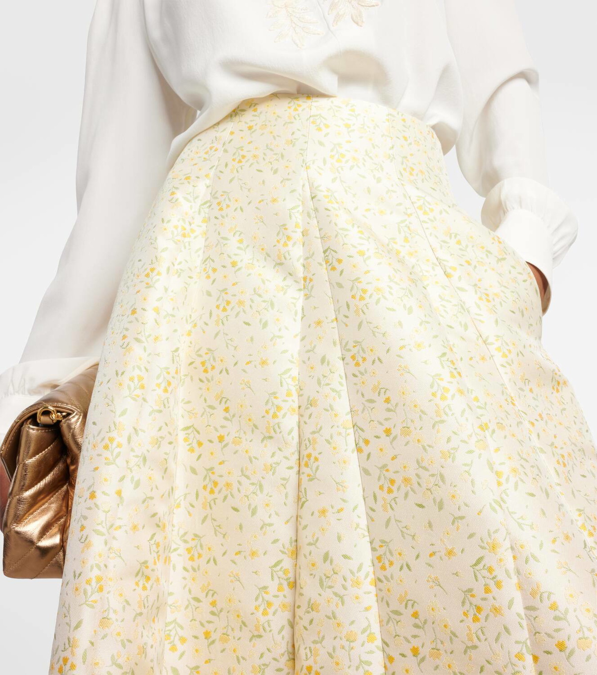 Markarian Marjorie floral brocade midi skirt