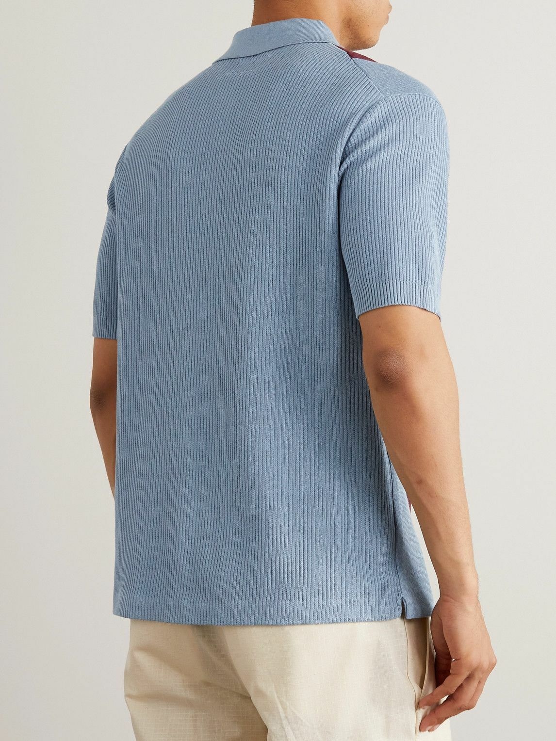 Beams Plus - Striped Wool Polo Shirt - Blue Beams Plus