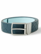 Bottega Veneta - 3.5cm Reversible Intrecciato Leather Belt - Blue