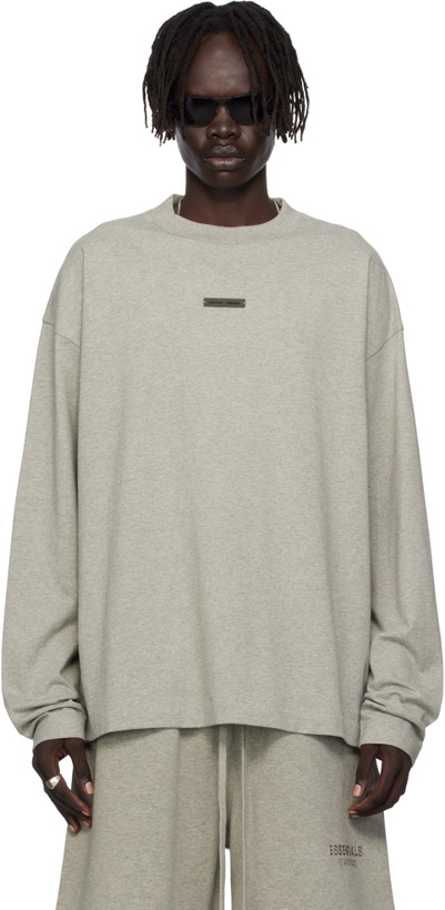 Photo: Fear of God ESSENTIALS Gray Classic Fit Long Sleeve T-shirt