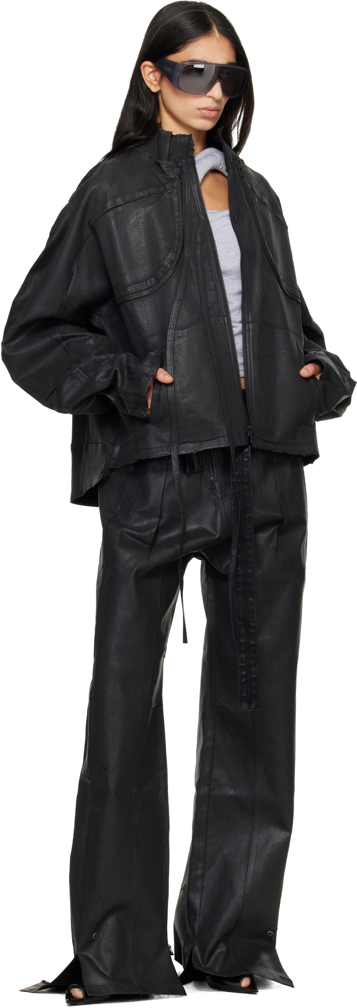 Ottolinger Black Glazed Baggy Jeans