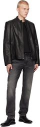 Hugo Black Slim-Fit Leather Jacket