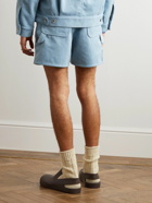 Sacai - Straight-Leg Belted Faux Suede Shorts - Blue