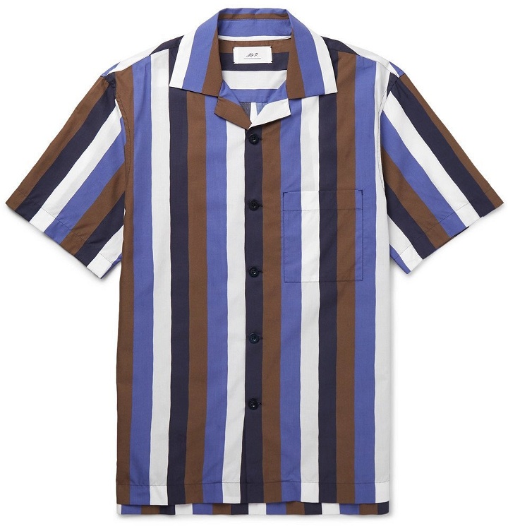 Photo: Mr P. - Camp-Collar Striped Cotton-Blend Poplin Shirt - Men - Multi