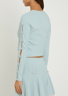 Loveshackfancy Zoriah Bow-appliquéd Pointelle-knit Cardigan Light Blue