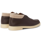 Loro Piana - Open Walk Cashmere-Trimmed Full-Grain Leather Boots - Brown