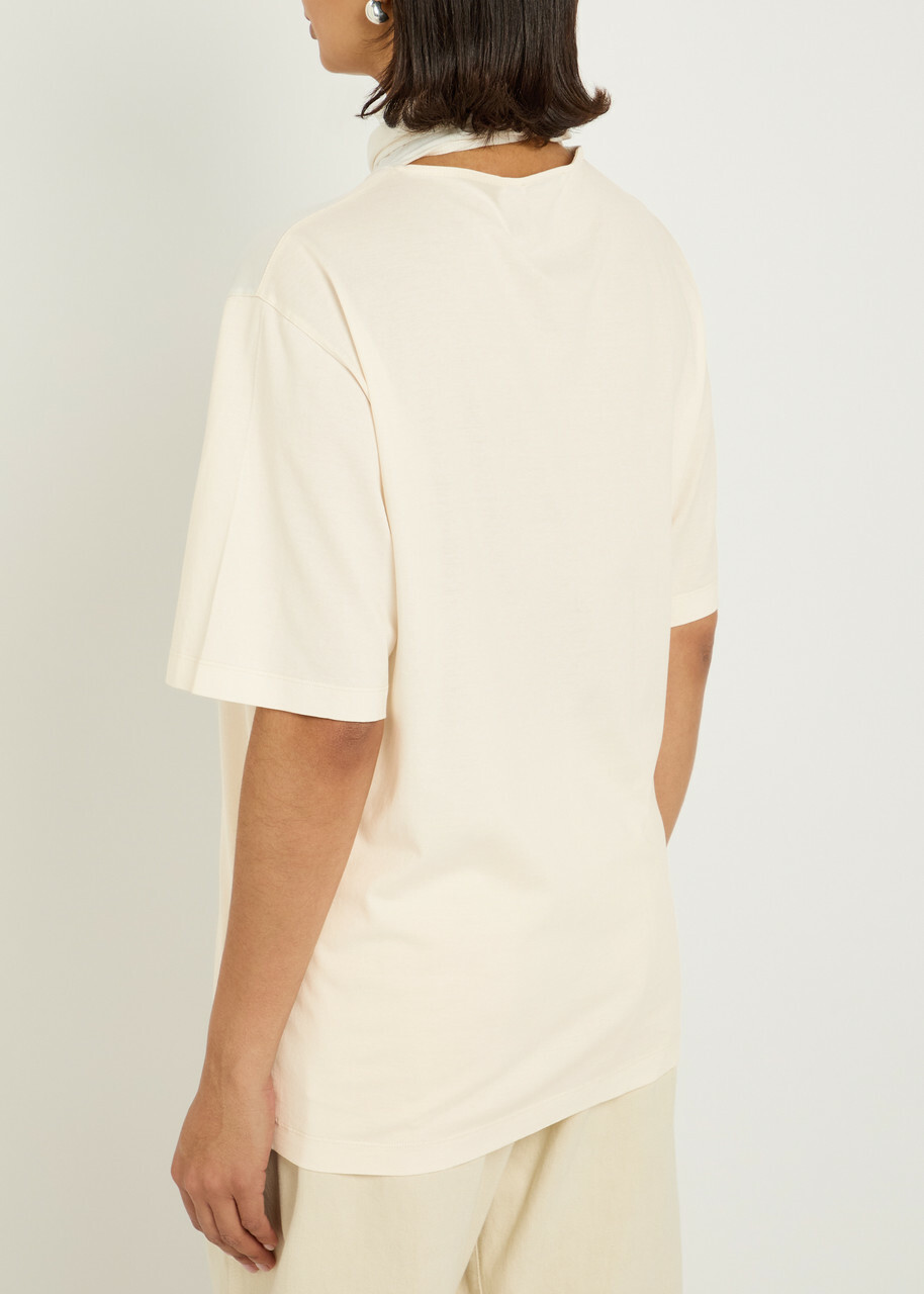 Lemaire Foulard-neck Cotton T-shirt Cream