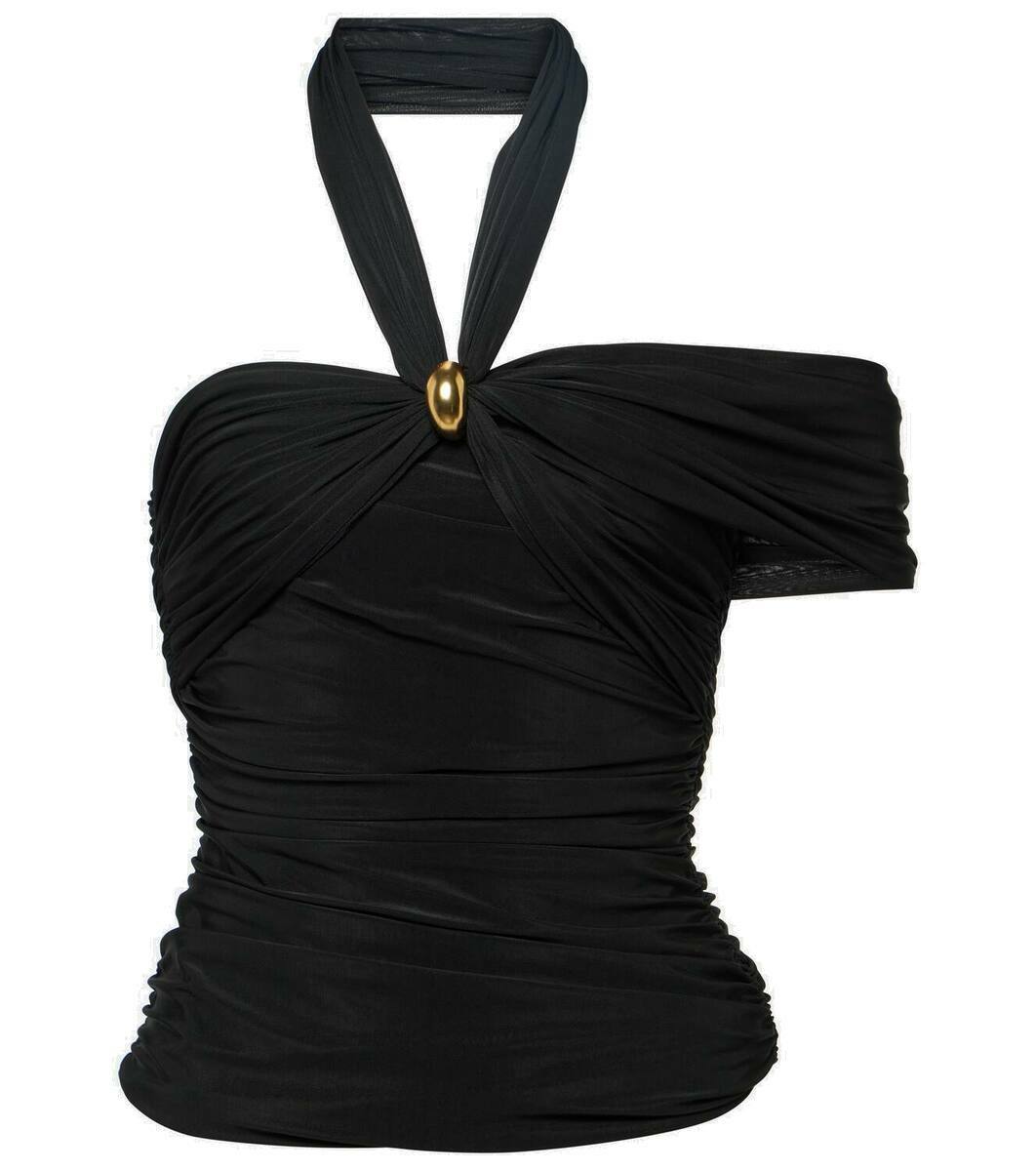 Blumarine Embellished off-shoulder jersey top Blumarine