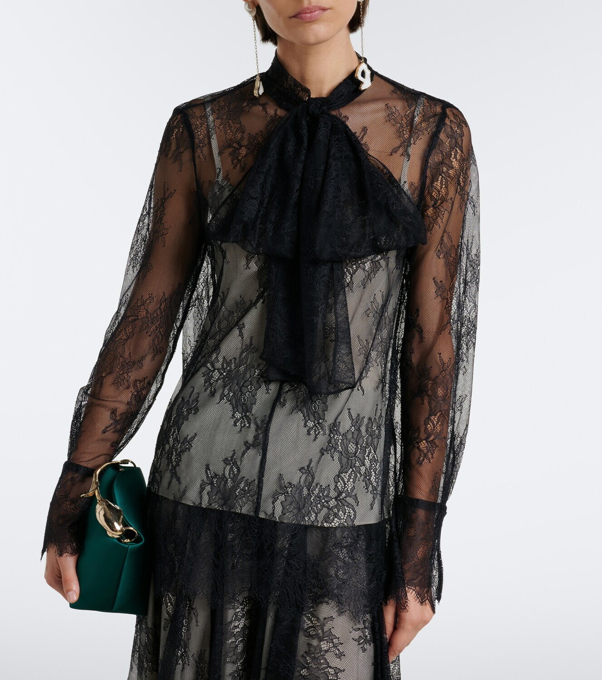 Erdem Bow-detail floral lace blouse