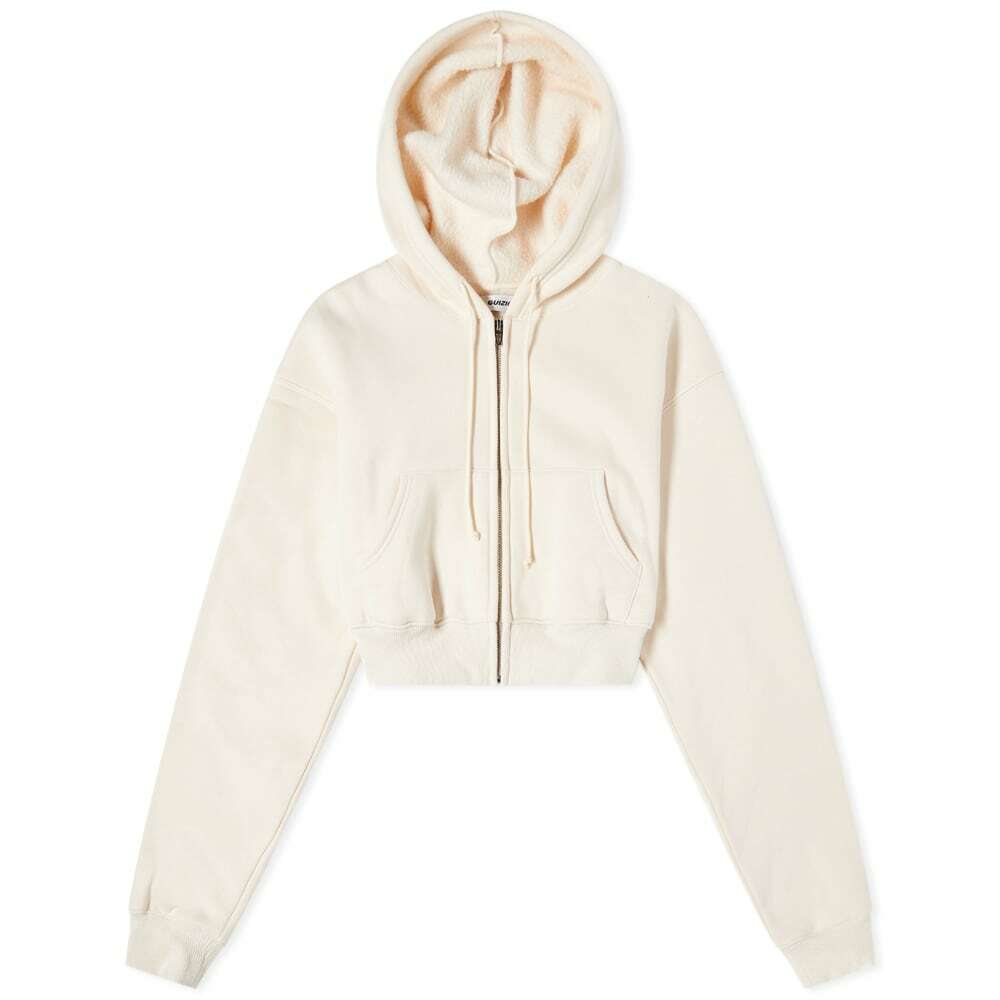 Cream cropped zip up hoodie hot sale