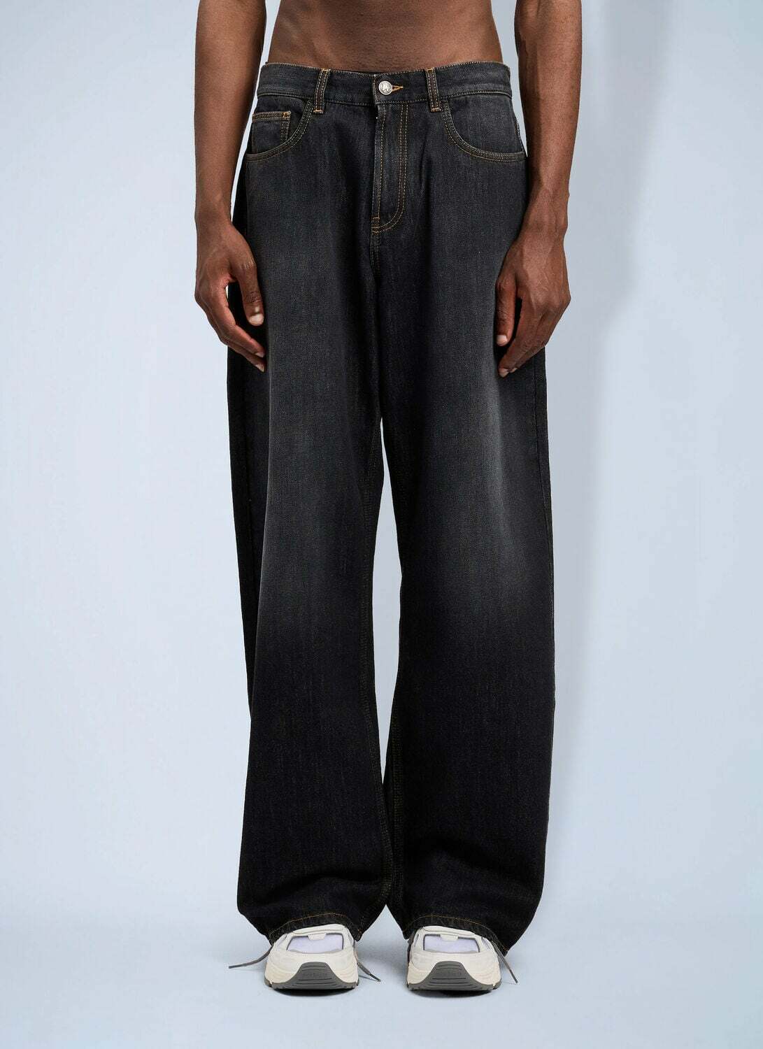Palm Angels Curved Logo Loose Jeans