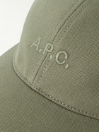 A.P.C. - Charlie Logo-Embroidered Cotton-Canvas Baseball Cap - Green