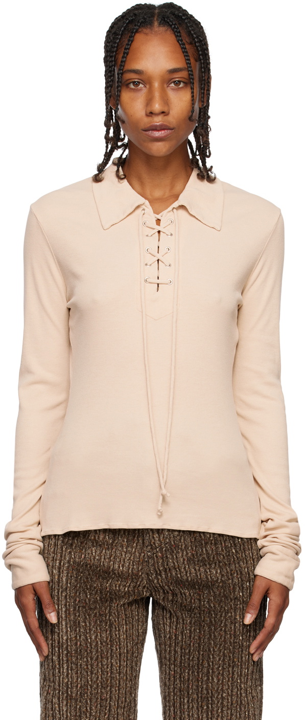 Acne Studios Beige Ribbed Polo Acne Studios