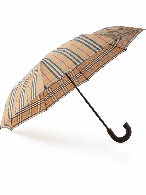 Photo: Burberry - Checked Leather-Handle Umbrella