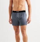 TOM FORD - Velvet-Trimmed Stretch-Silk Satin Boxer Shorts - Gray