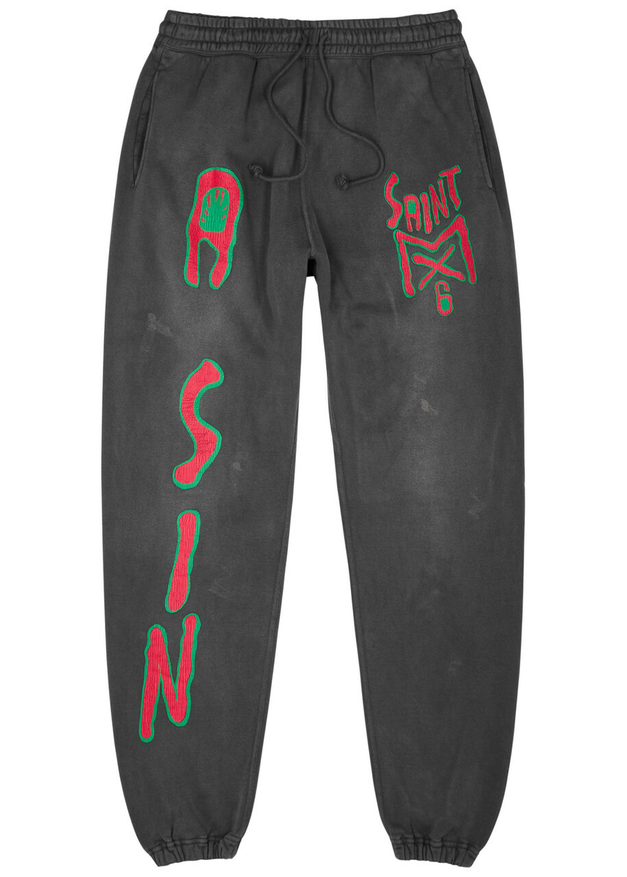 Saint Mxxxxxx Saint Aries Printed Cotton Sweatpants Black