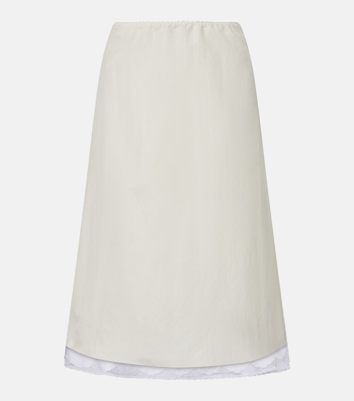 Magda Butrym Lace-trimmed silk-blend midi skirt