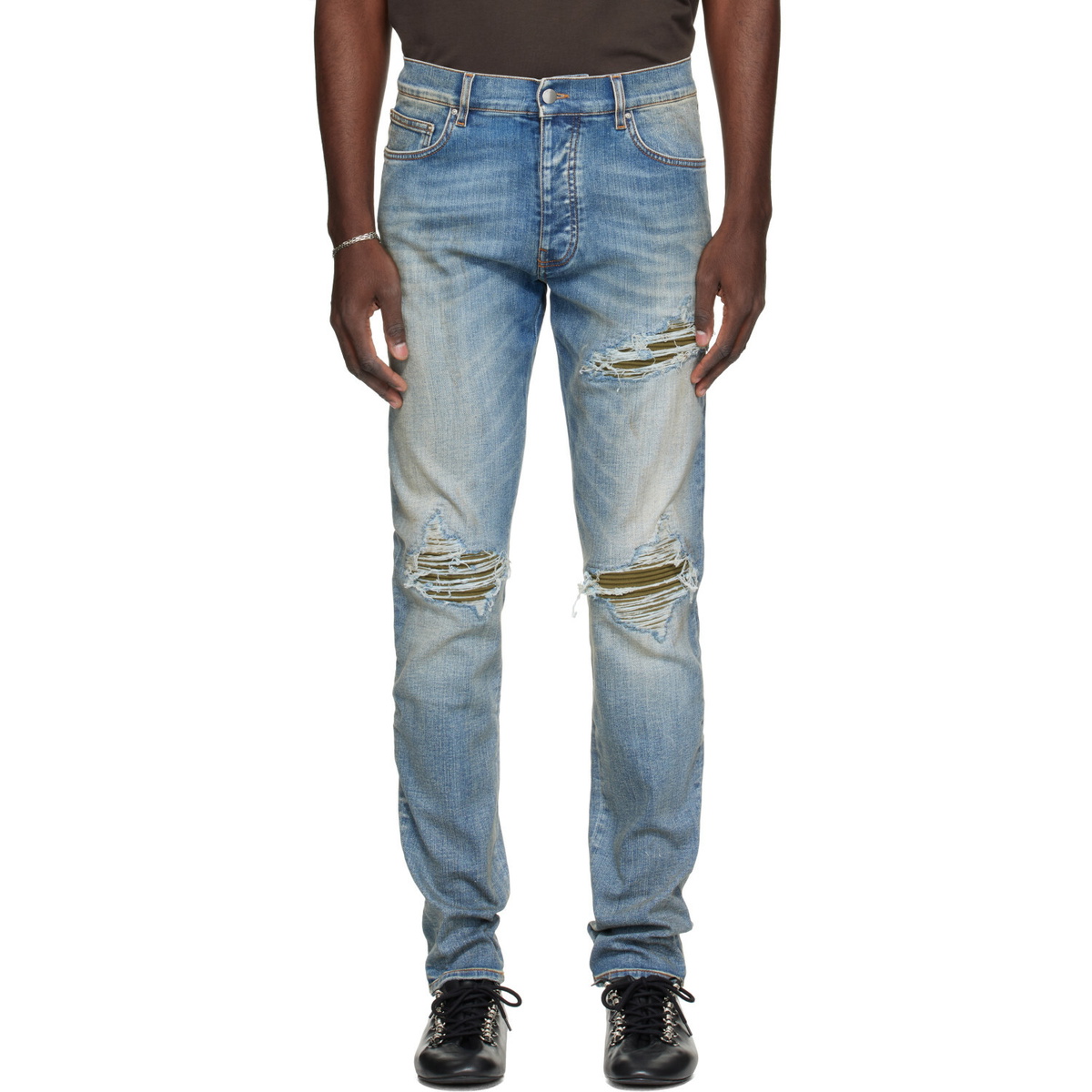 Amiri Indigo Broken Painter Track Jeans Amiri