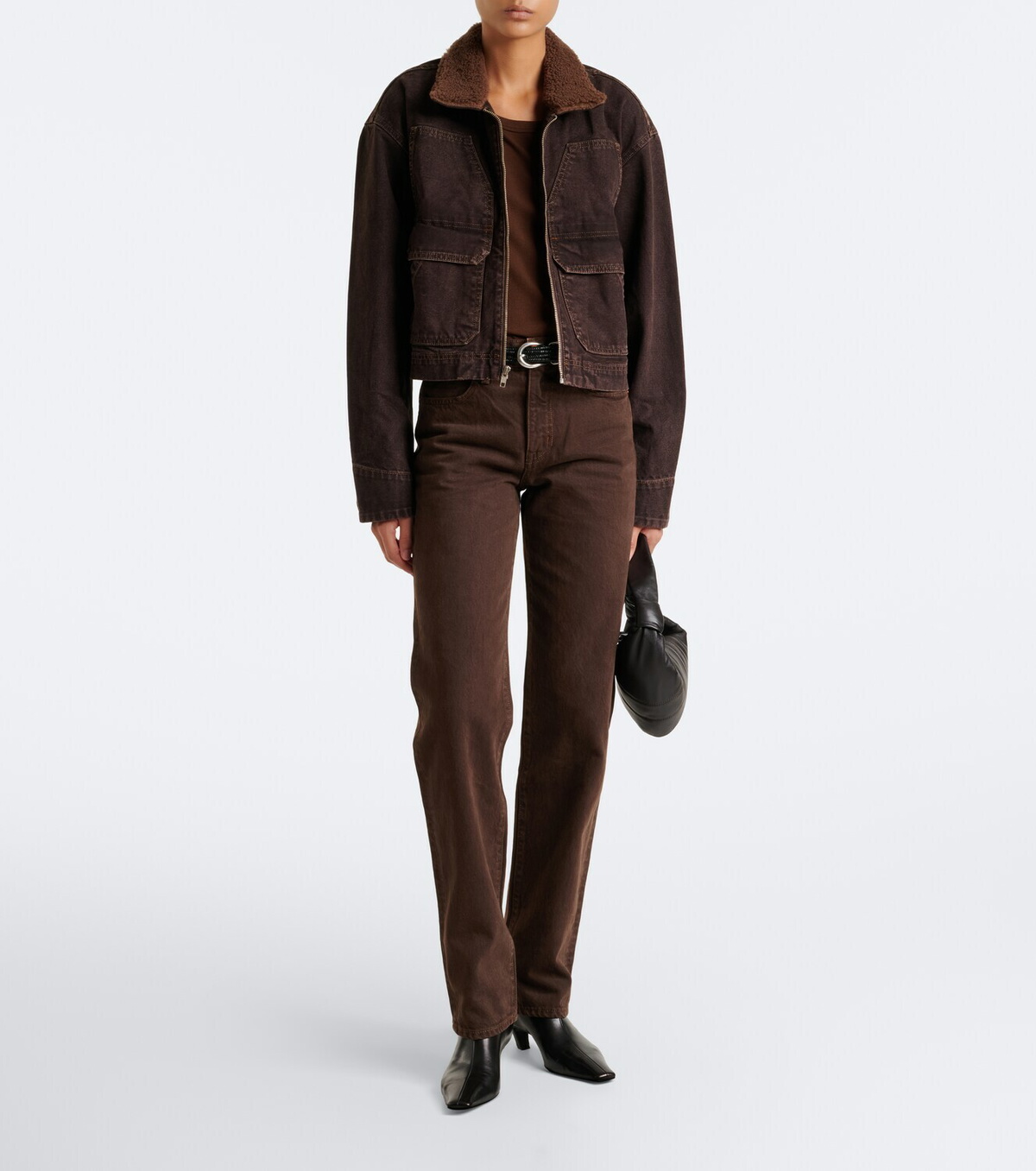 SLVRLAKE Atlas Worker shearling-trimmed denim jacket