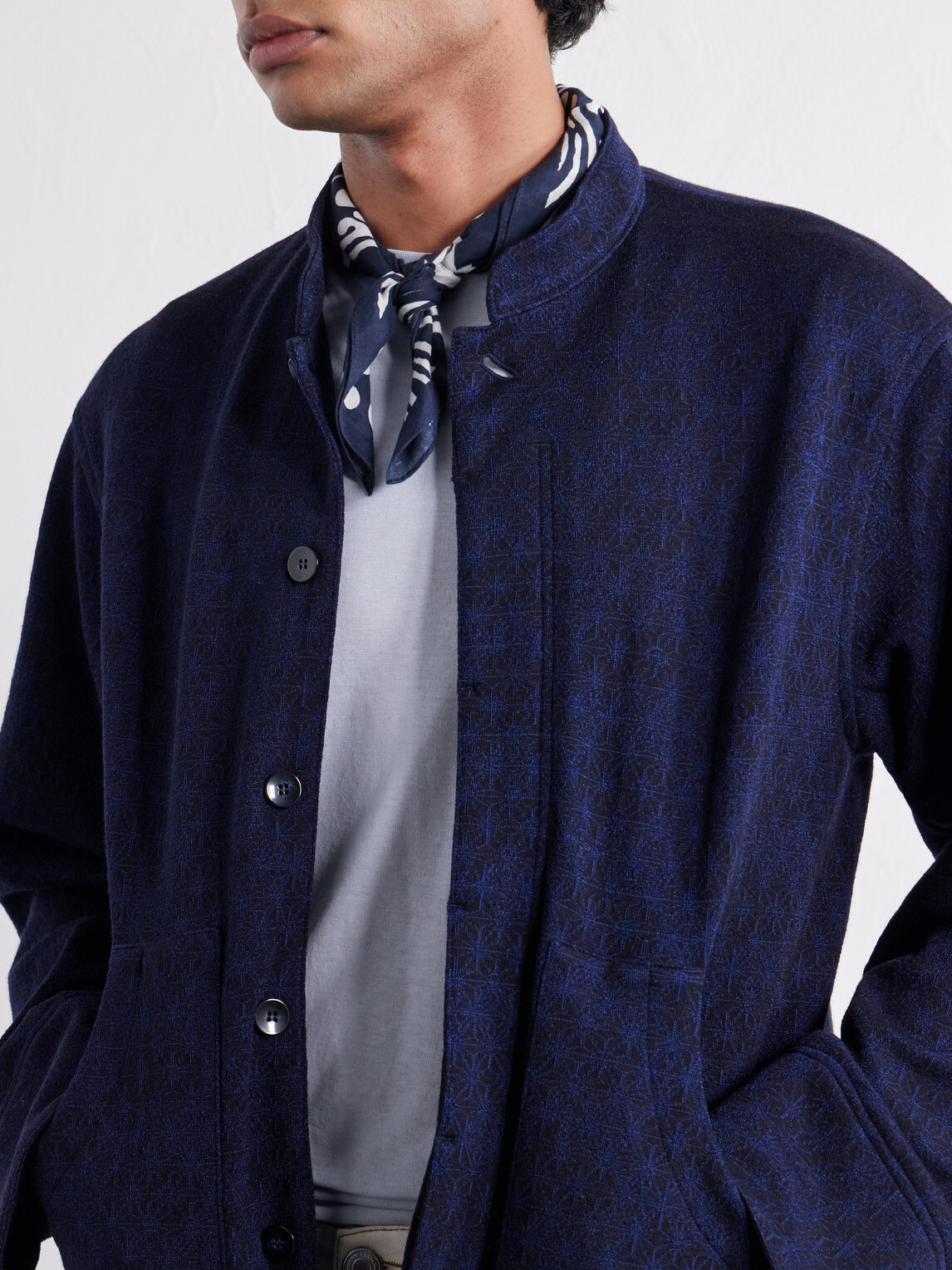 Blue Blue Japan - Printed Cotton Scarf - Blue