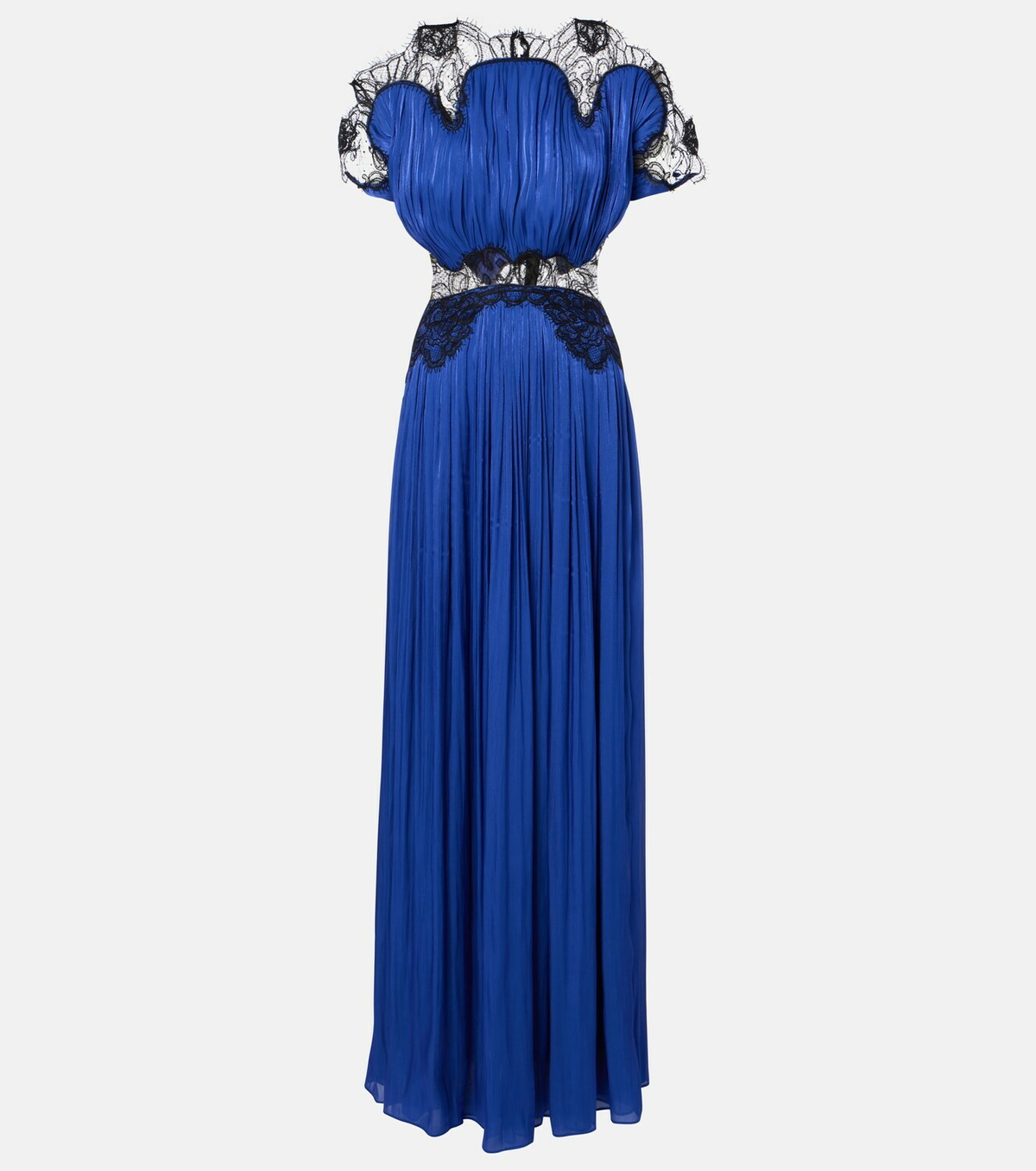 Costarellos Lace-trimmed Lurex georgette gown