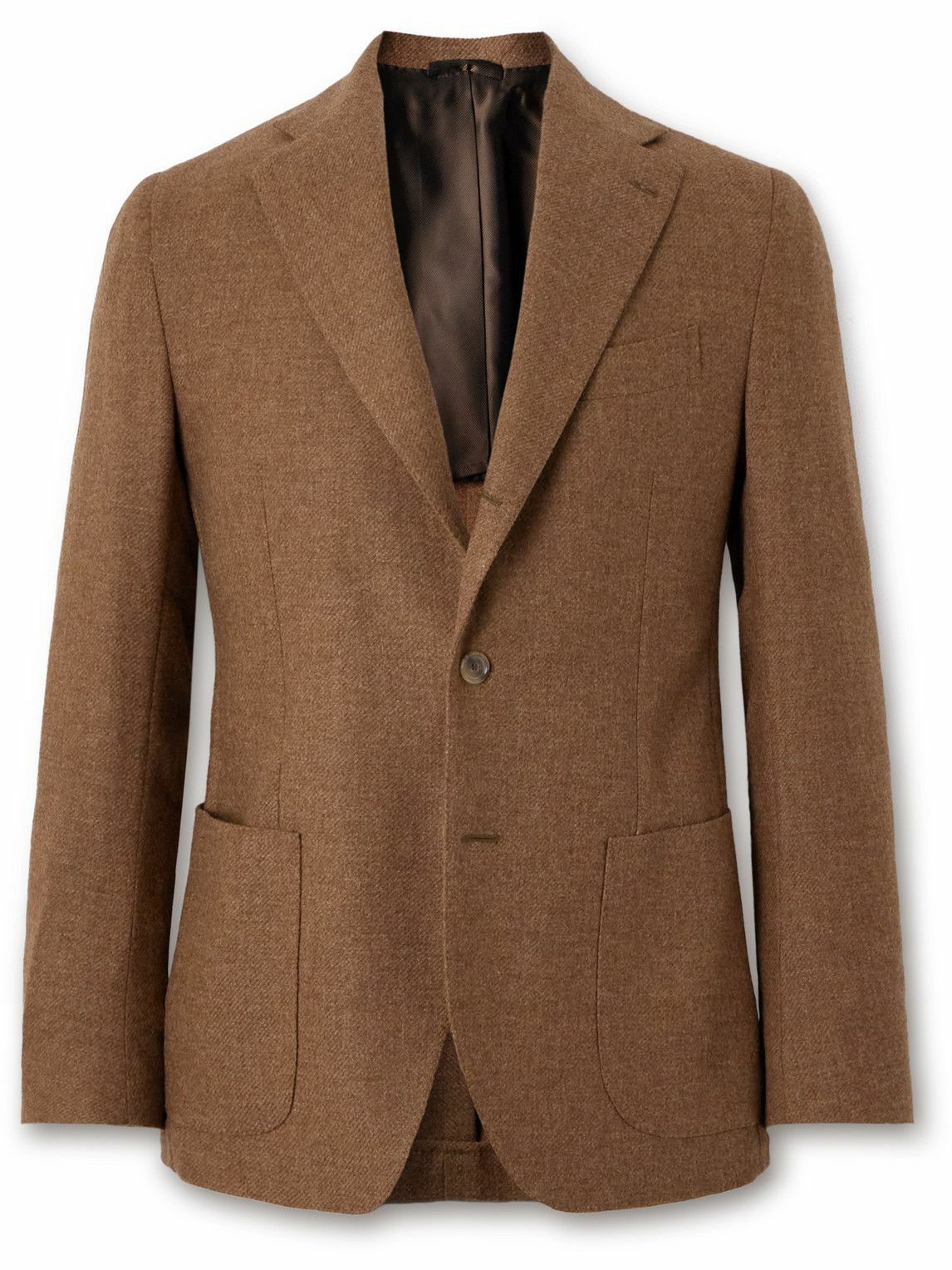 Photo: De Petrillo - Slim-Fit Unstructured Wool and Cashmere-Blend Blazer - Brown