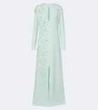 Costarellos Verana embellished floral-appliqué crêpe gown