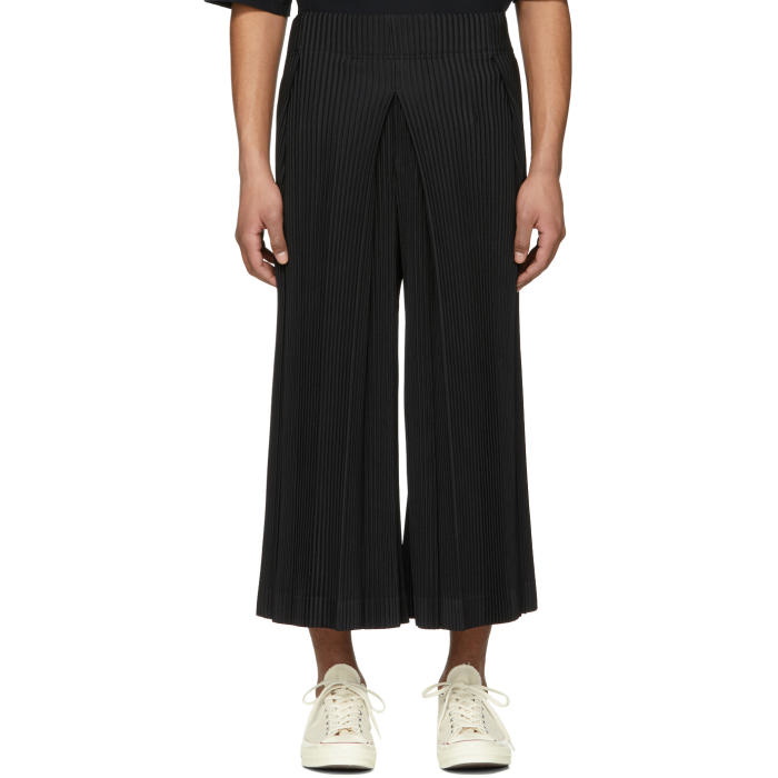 Photo: Homme Plissé Issey Miyake Black Wide-Leg Pleated Trousers 