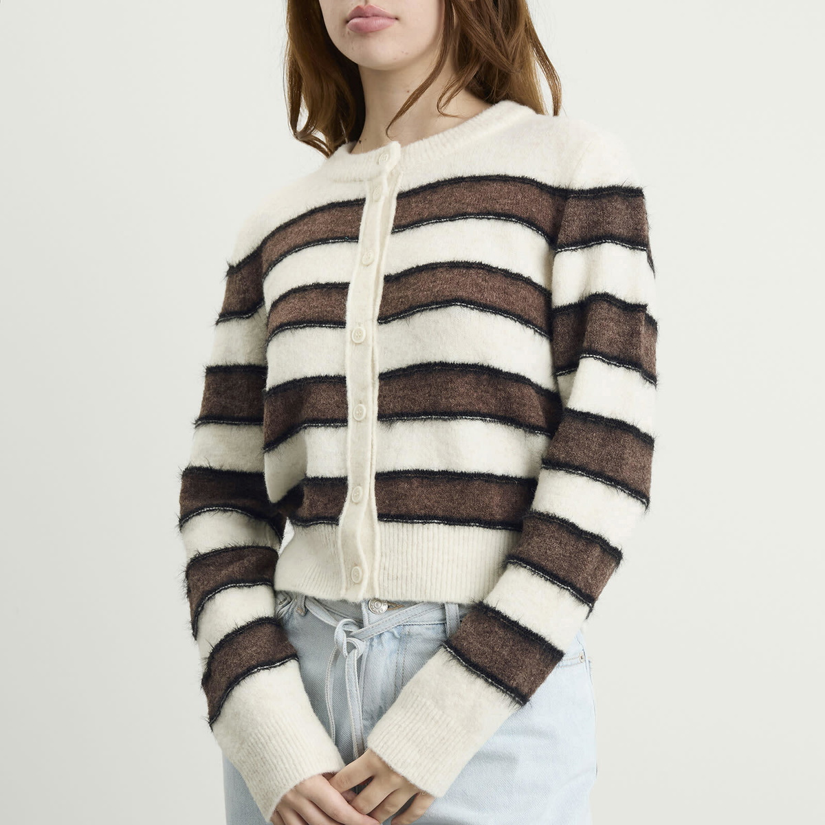 Samsøe Samsøe Women's Sacian Cardigan in Black Coffee Stripe