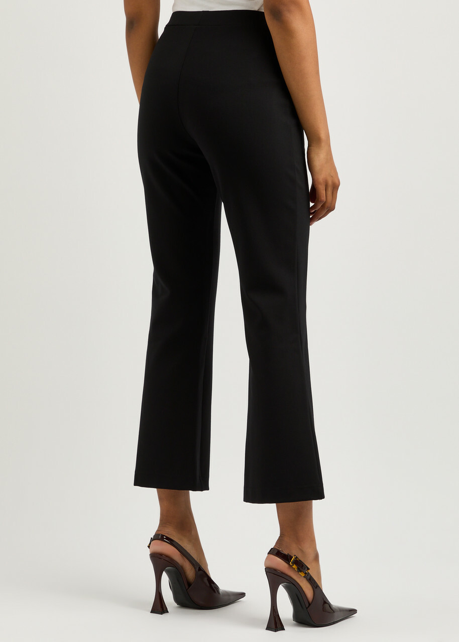 Diane Von Furstenberg Juno Cropped Flared Stretch-jersey Trousers Black