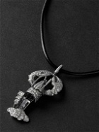 Annoushka - Lobster Locket 18-Karat Blackened White Gold, Diamond and Leather Pendant Necklace
