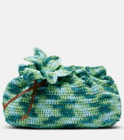 Aquazzura Calypso floral-appliqué raffia clutch